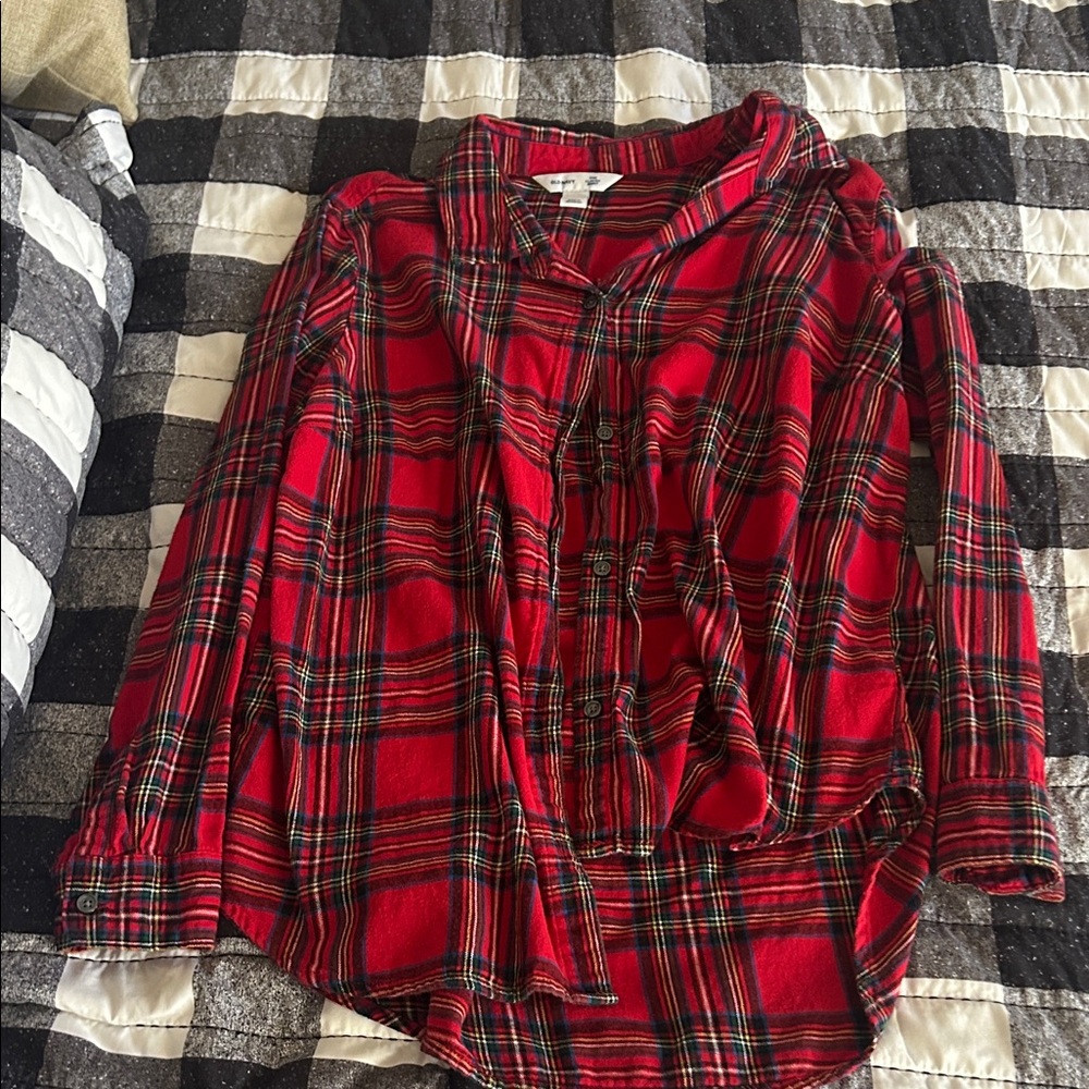 Old Navy Red Plaid Button Down Shirt